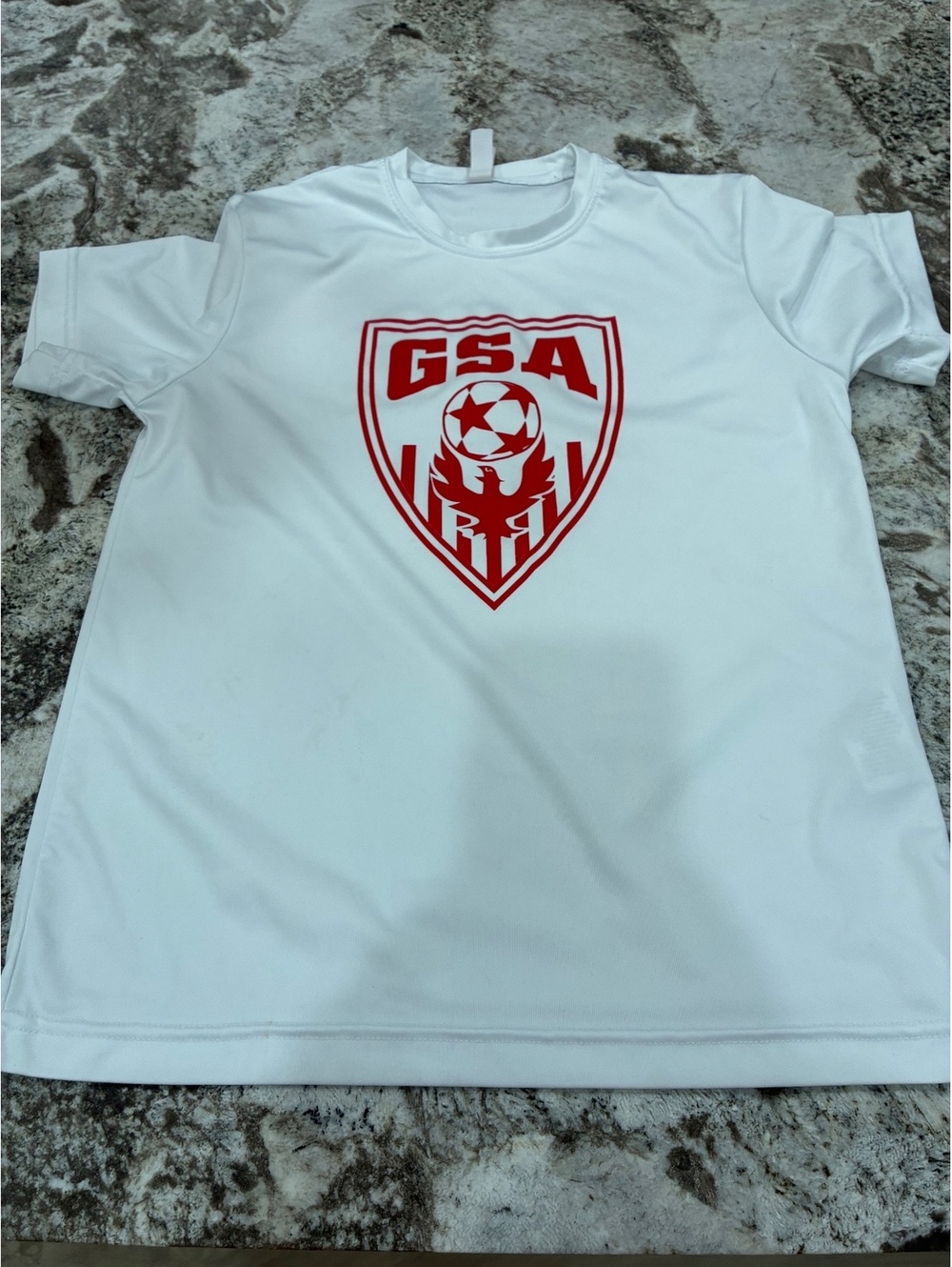 Team 365 Youth Large White Soccer Jersey with GSA Logo